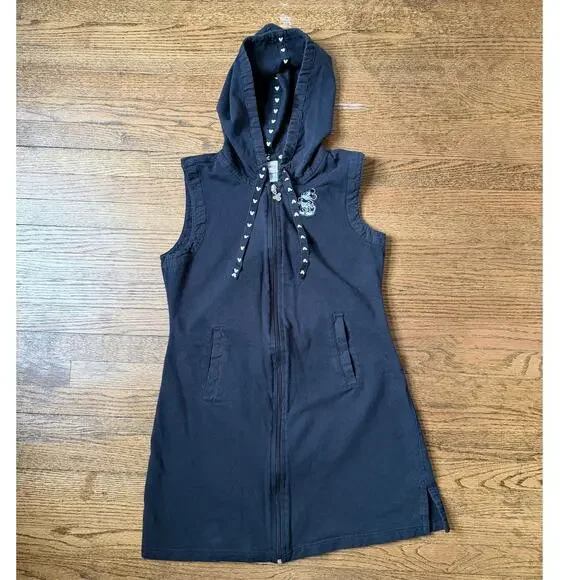 Disney Mickey Mouse Black Zip-Up Hoodie Dress Size S/M - Picture 1 of 6